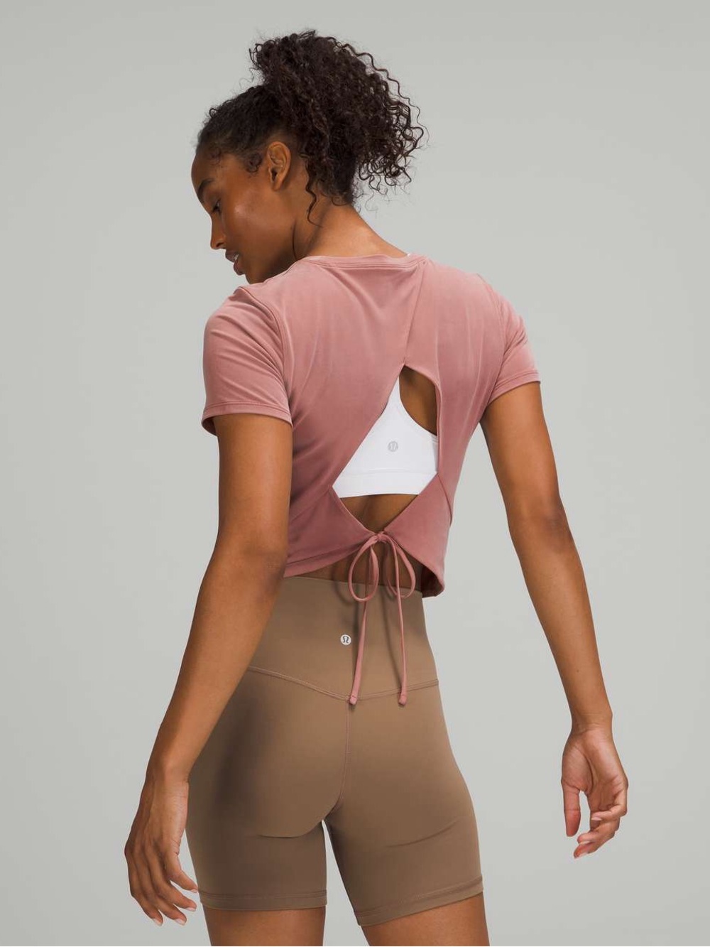 Lululemon Open Tie-Back Short Sleeve Spiced Chai - Picture 2 of 7